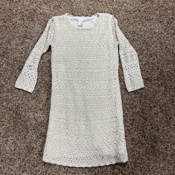 Cat & Jack Off White Metallic Sweater Dress - Girls Size XL (14/16) - 2138 - Picture 1 of 4